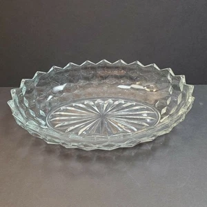 Fostoria American Glass Cubist 9.5" x 7" Oval Glass Dish Vtg Serving Bowl - Picture 1 of 8