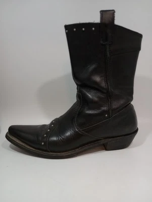 Botas occidentales Harley Davidson de cuero con tachuelas negras punta puntiaguda 8,5 de colección para mujer Foto 1 de 4