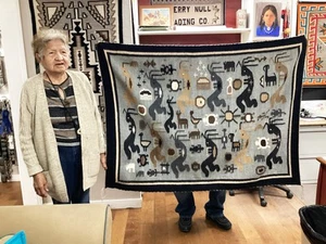 Esther Etcitty, Kokopelli Pictorial, Navajo Handwoven Rug, 43” x 57” - Picture 1 of 4