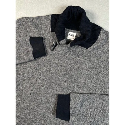 Suéter Pullover Zara Gris Texturizado Cuello Chal XL Algodón Viscosa Informal Nuevo Foto 1 de 4
