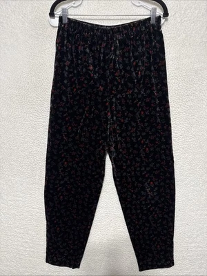 Calça Feminina Vintage Orvis Floral 100% Algodão Veludo Preta Tamanho M - Imagem 1 de 4
