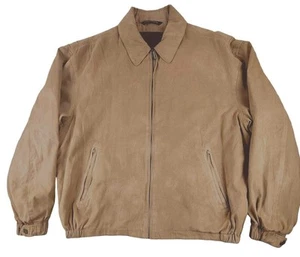 Mens Tan Bomber Jacket Zip Front Suede Weatherproof Garment Co size Large JH1253 - Picture 1 of 7