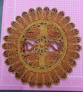 Vintage Stroh Untersetzer Warm Pad Gewebt Rattan Raffia Boho Rund 8 Blumen Schmetterling - Bild 1 von 3