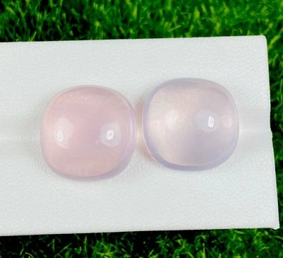 Hermoso par de cabujones de cuarzo rosa natural de 32,65 quilates con piedras preciosas sueltas Foto 1 de 3