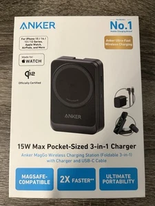 Chargeur Magsafe 3 en 1 Anker 15W Max Pocket-Size - Photo 1 sur 5