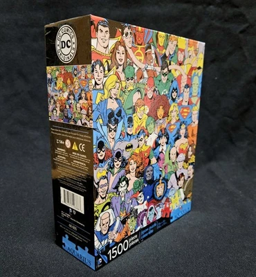 DC COMICS HEROES & VILLAINS Jigsaw Puzzle 1500 Pieces In Box 33x22" By Aquarius - Image 1 of 4