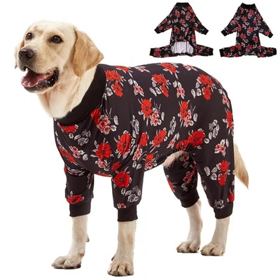Pijama para mascotas para perros grandes - Jammies florales con estampado floral azul marino y coral para perros, ligero... Foto 1 de 4