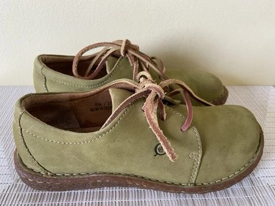 ZAPATOS Derby para mujer Born Derby de encaje de cuero gamuza verde claro talla 6,5/37 Foto 1 de 4
