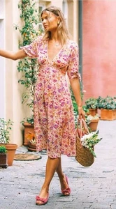 Vestido ARNHEM Harmony Teadress Lila TALLA 14 Floral Manga Corta Boho - Imagen 1 de 9