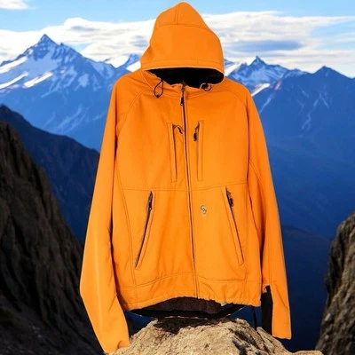 LOKI Gear Jacket Men's L Orange Lined Softshell Built In Mask/Mittens Coat READ - Image 1 of 4