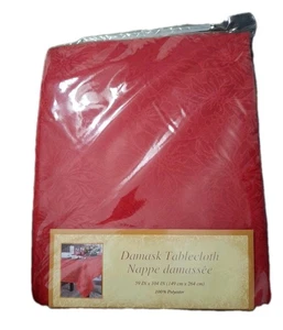 Darice Red Damask Christmas Pointsettia Tablecloth 59" X 104" Rectangle New 2009 - Picture 1 of 7