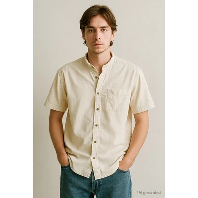 Urban Outfitters Mens Casual Shirt Sz M Cream Short Sleeve Urban Capsule Street - Image 1 of 4