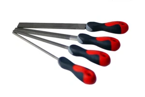 Professional 4pc 8" 2nd Medium Cut Steel File Set:Flat Triangle Round Half Round - Picture 1 of 8
