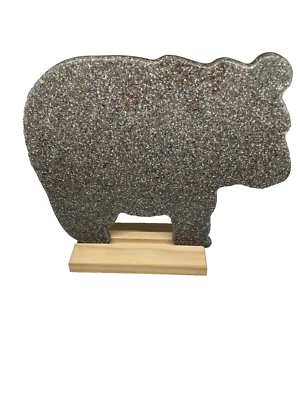 Bear Speckled Stone Kitchen Cutting Board with Wooden Standup Holder 12" x 10" - Image 1 of 4