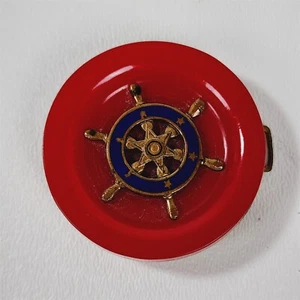 Vintage rote runde Bakelit Maritim Schiff Rad Gürtelschnalle - Bild 1 von 5