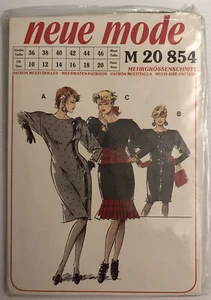 Neue Mode M 20 854 Vintage 80s Sewing Pattern Ladies’ Dresses Sizes: 10 to 20 - Picture 1 of 3
