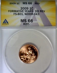 2009 ERROR ANACS MS66 WDDR #043 Lincoln Cent Coin Doubled Die Cherry Pck FS #801 - Picture 1 of 5