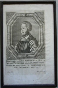 Retrato Grabado JERONYMUS de CARAFFA 1623, Grabado Original en Cobre, Enmarcado - Imagen 1 de 5