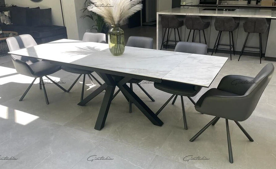 Phoenix Ceramic Marble Small Extending Dining Table 120 - 180cm / 4 to 8 seater - Image 1 of 4