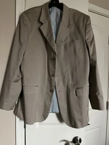 Merona Lined Men's Blazer Jacket Vintage Khaki Cotton Sport Coat - Size 44 R - Picture 1 of 8