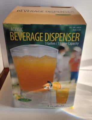 Creative Ware 3-Gallon Beverage Dispenser, Clear BPA Free Acrylic 15.5x10.5x11" - Image 1 of 4