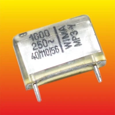 1 nF 250 V LOTE DE 5 CONDENSADORES DE PELÍCULA DE PAPEL DE POLIPROPILENO METALIZADO WIMA MP3-Y Foto 1 de 3