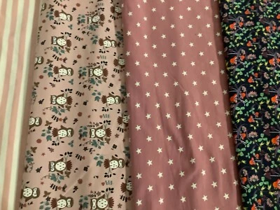 Mädchen Stoffpaket/ 5x Baumwolljersey für Mützen und Loops mit Pferde rosa  Neu - Bild 1 von 4