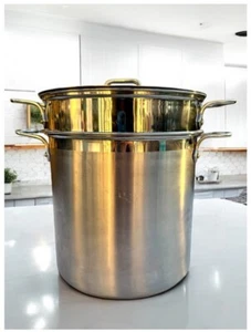 Multipentola 4 Pezzi Tutto Rivestita Acciaio Inox 12 Qt con Colino Pasta, Vaporiera e Coperchio - Foto 1 di 13