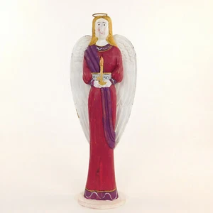 Pier 1 Holzengel 15" Figur rot mit lila Akzent Design - Bild 1 von 6