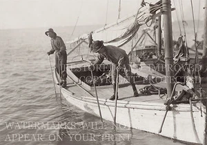 11x14 restored photo print Mobile Bay AL oyster fishing boat 1911 Gulf of Mexico - Picture 1 of 1