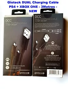PS4 & XBOX ONE etc 1 in= 2 OUT DUAL CHARGING CABLE 3 Metres Hi-Q Giotech SEALED - Picture 1 of 13