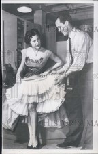 1954 Press Photo Connie Russell Fitted for Costume by Wally Horton - XXB07643