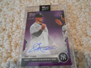Topps Now 2021 Corey Kluber 235C autógrafo 24 de 25 New York Yankees en tarjeta - Imagen 1 de 2