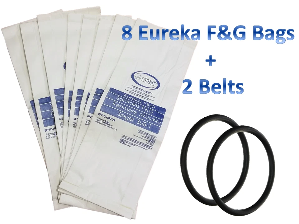 8 Bags for Eureka Style F&G Vacuum Cleaner F G Sanitaire Commercial + 2 Belts - Image 1 of 4
