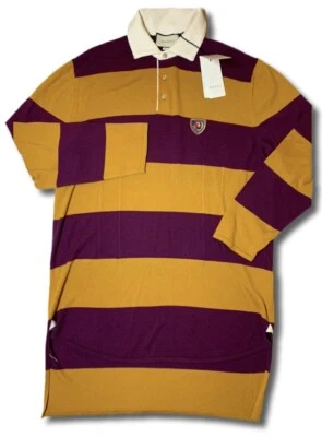 $2,000 Gucci Purple and Orange Wool long Sleeve Polo Shirt Large, Made in Italy - Image 1 of 4