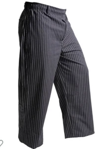 Pantalones culinarios negros a rayas finas talla grande - Imagen 1 de 5
