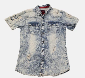 Vintage 90's Jordan Craig Legacy Men Denim Casual Shirt Short Sleeve Sz M - Picture 1 of 4