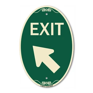 Designer Sign Exit Sign Exit with Left Arrow 12" x 18" Metal Sign - Picture 1 of 4