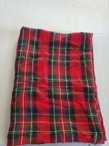 Martha Stewart Red Plaid Tartan Gold Threading Accent Cotton Throw Blanket 53x69 - Picture 1 of 7