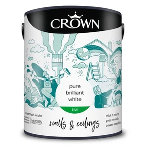 Crown Farbe Pbw Pure Brilliant Weiß Emulsion 5L Matt Oder Seide - Picture 1 of 17