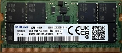 Samsung 32GB  DDR5 5600 MHz PC5-44800 SODIMM Laptop Memory M425R4GA3BB0-CWM - Image 1 of 2