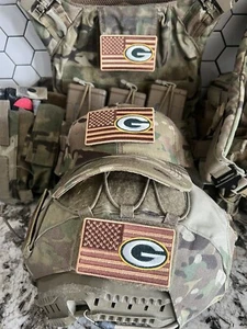 Military Combat American Flag Green Bay Packers Football Patch W Vlcro - Picture 1 of 6