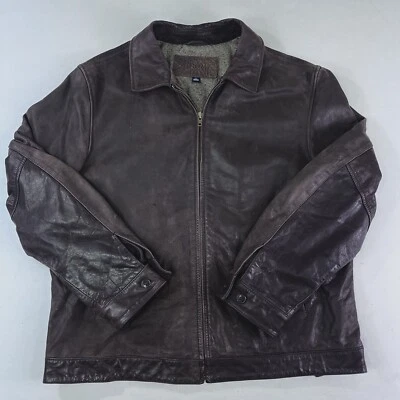 Chaqueta de Motociclista Sonoma Vintage Para Hombre Marrón Cuero Real Talla Grande Cremallera Completa Pesada Foto 1 de 4