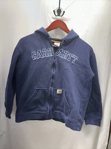Carhartt Sweatshirt Hoodie Jacket Boys Youth L (14/16) Pocket Logo Blue. - Picture 1 of 4