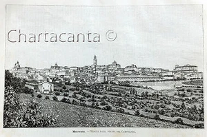1891 Incisione VEDUTA MACERATA STRADA CAMPOSANTO - Imagen 1 de 1