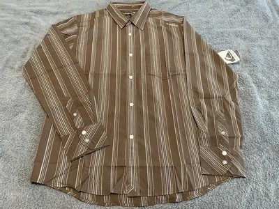 Quiksilver Shirt Mens Small Brown Button Up Long Sleeve Striped - Image 1 of 4