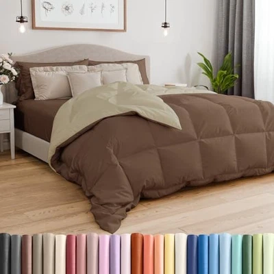 Size, Brown & Beige Reversible Alternative Down Queen 13 - Brown/Beige - Image 1 of 4