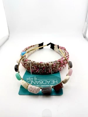 Ручной группы лот из 2 новый розовый блестящий и многоцветные камни на обруче MS-1 - Изображение 1 из 4