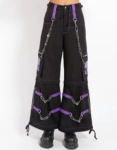 Pantalón Hombre Calavera Cremallera Negro/Púrpura Punk Hebilla Cremalleras Cadena Pantalones - Imagen 1 de 4