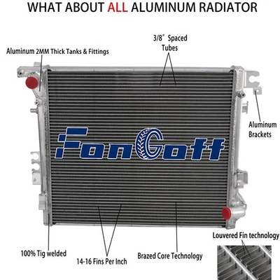 3 Core Aluminum Radiator Fits 2018-2023 Jeep Wrangler Gladiator 2.0L 3.0L 3.6L Foto 1 de 4